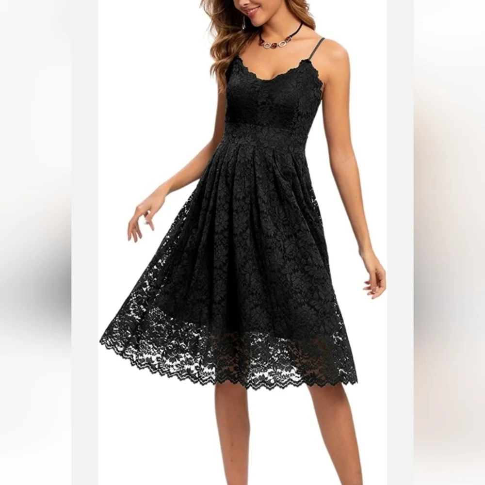 NWT Atnlewhi Womens Spaghetti Strap V Neck Sleeveless Evening A Line Dresses